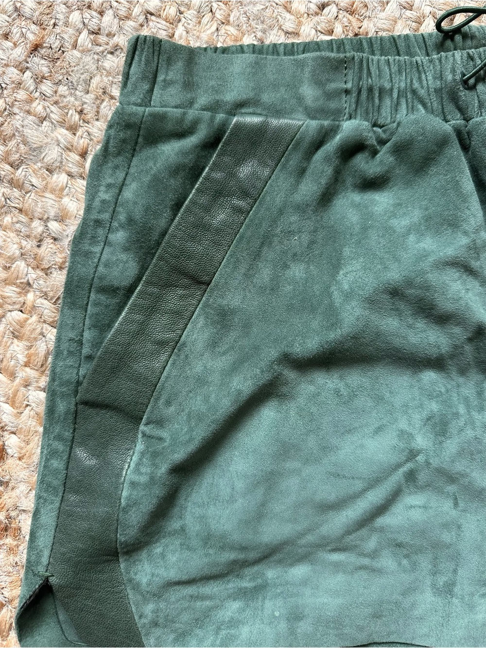 HM Genuine Leather Suede Green Shorts - Picture 3 of 7